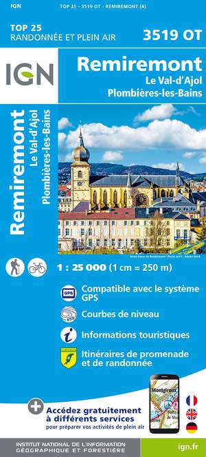 IGN 3519OT Remiremont - Val-d'Ajol 1:25.000 TOP25 Topografische Wandelkaart