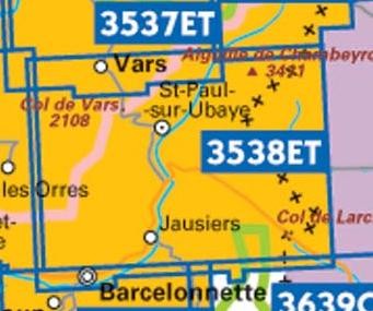 IGN 3538ETR Aiguille de Chambeyron - Cols de Larche et de Vars 1:25.000 TOP25 Geplastificeerde Topografische Wandelkaart