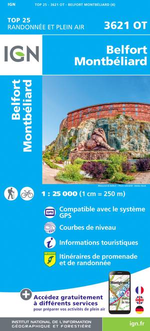 IGN 3621OT Belfort - Montbéliard 1:25.000 TOP25 Topografische Wandelkaart