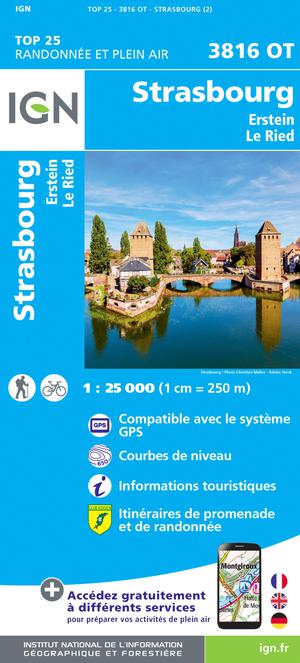 IGN 3816OT Strasbourg /- Erstein 1:25.000 TOP25 Topografische Wandelkaart