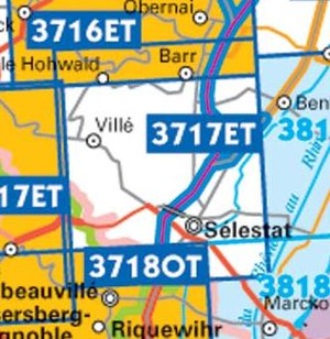 IGN 3717ETR Barr - Le Howald - Villé 1:25.000 TOP25 Geplastificeerde Topografische Wandelkaart