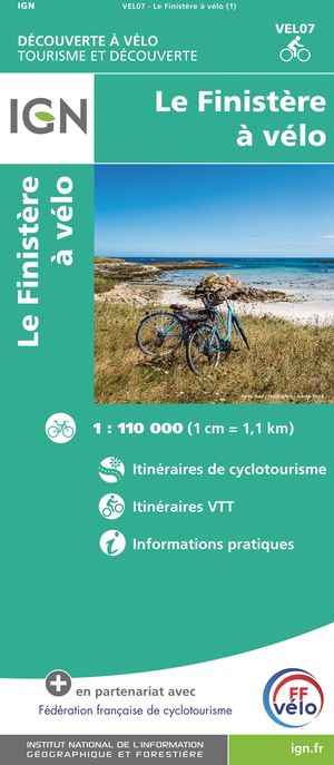 IGN Fietskaart Wegenkaart VEL07 Le Finistère à vélo 1:110 000