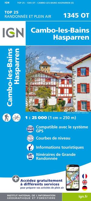 IGN 1345OT Cambo-les-Bains - Hasparren1:25.000 TOP25 Topografische Wandelkaart