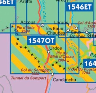 IGN 1547OT Ossau - Vallée d'Aspe 1:25.000 TOP25 Topografische Wandelkaart