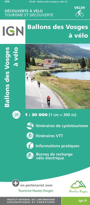 IGN Fietskaart Wegenkaart VEL09 Vosges Ballon des Vosges  à vélo 1:110 000