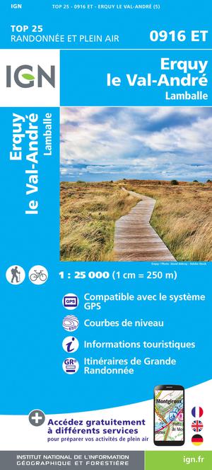 IGN 0916ET Erquy - le Val-André - Lamballe 1:25.000 TOP25 Topografische Wandelkaart