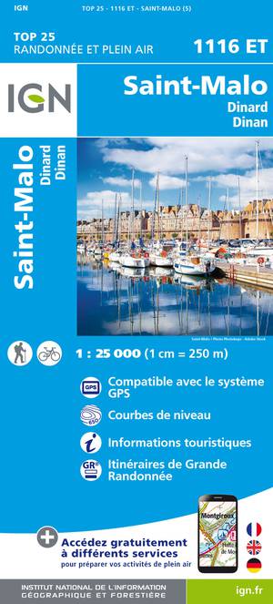 IGN 1116ET Saint-Malo - Dinard - Dinan 1:25.000 TOP25 Topografische Wandelkaart