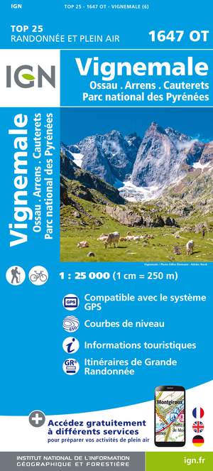 ING 1647OT Vignemale - Ossau - Arrens - Cauterets 1:25.000 TOP25 Topografische Wandelkaart