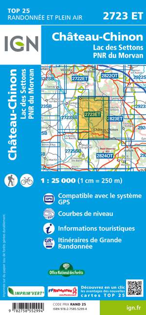 IGN 2723ET Château-Chinon 1:25.000 TOP25 Topografische Wandelkaart