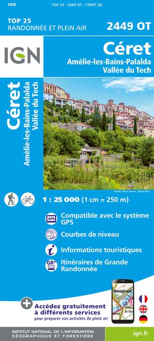 IGN 2449OT Céret - Amélie-les-Bains-Palalda 1:25.000 TOP25 Topografische Wandelkaart