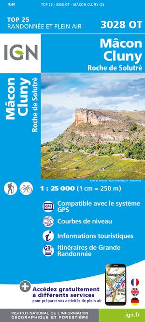 IGN 3028OT Mâcon - Cluny 1:25.000 TOP25 Topografische Wandelkaart