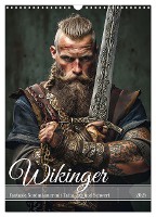 Wikinger - Fantasie Nordmänner mit Tattoo, Axt und Schwert (Wandkalender 2025 DIN A3 hoch), CALVENDO Monatskalender