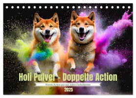 Holi Pulver - Doppelte Action (Tischkalender 2025 DIN A5 quer), CALVENDO Monatskalender