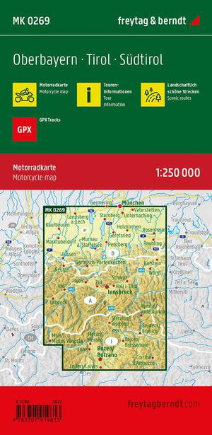 Upper Bavaria, motorcycle map 1:250,000, freytag & berndt