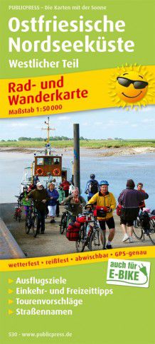 East Frisian North Sea coast, cycling and hiking map 1:50,000