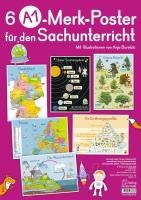 6 A1-Poster für den Sachunterricht - Deutschland, Europa, Wasserkreislauf, Sonnensystem, Bäume, Ernährungspyramide