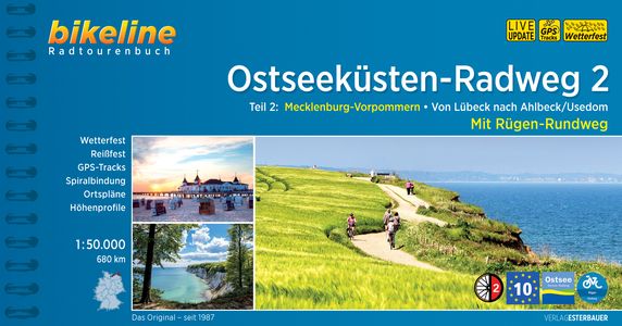 Ostseeküsten - Radweg 2 Mecklenburg-Vorpommfern.Von Lübeck nach Ahlbeck/Usedom. Mit Rügen