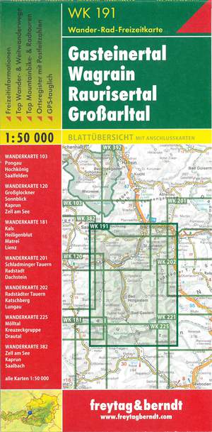 Gasteiner Tal - Wagrain - Raurisertal  - Grosarltal Hiking + Leisure Map 1:50 000