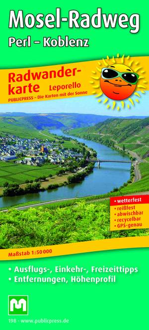 Moselle cycle path, cycle tour map 1:50,000