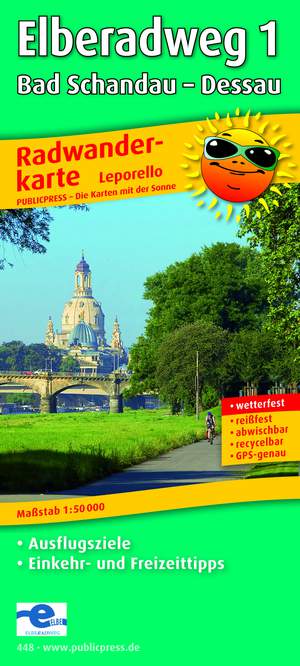 Elberadweg 1, Bad Schandau - Dessau, cycle tour map 1:50,000