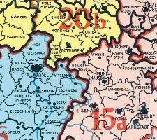 Historische Karte: DEUTSCHLAND - BESATZUNGSZONENKARTE