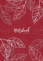 Notizbuch Tagebuch A5 liniert - 100 Seiten 90g/m² - Soft Cover - Silberne Blätter auf rot - FSC Papier