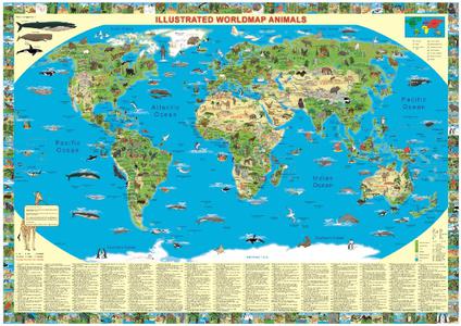 Animals of the World illustrated wall map