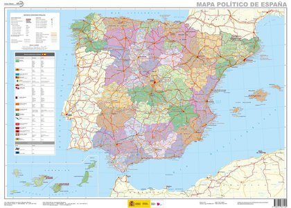 Spain administrative wall map