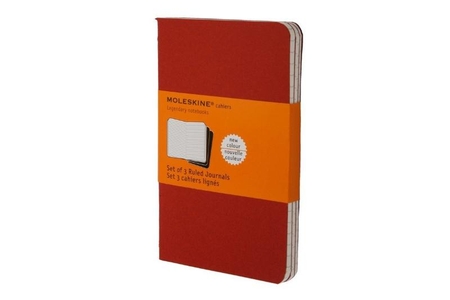 Moleskine Pocket Cahier Journals Red Ruled Set of 3