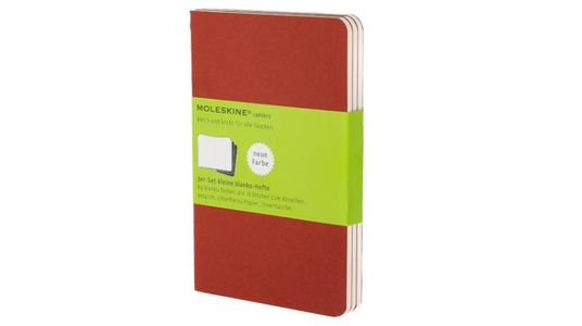 Moleskine Pocket Cahier Journals Cranberry Red Plain Set van 3
