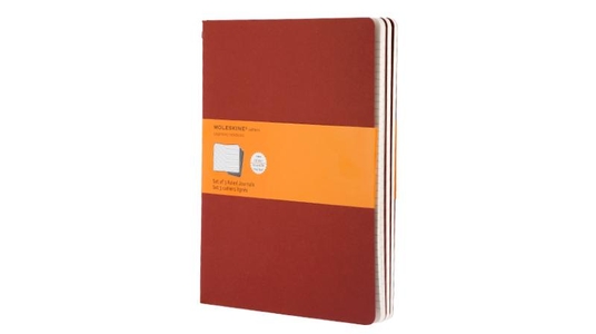 Moleskine XL Pocket Cahier Journals Cranberry Red Ruled Set van 3