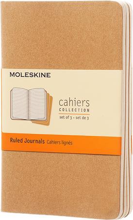 Moleskine Pocket Cahier Journals Brown Kraft Ruled Set of 3