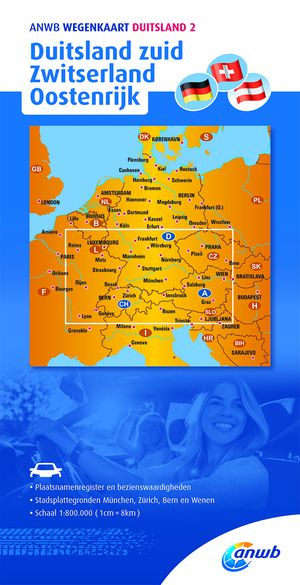 ANWB wegenkaart Duitsland 2. Duitsland zuid/Zwitserland/Oostenrijk