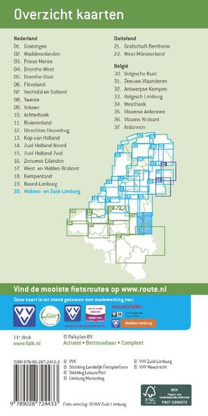 Falk VVV fietskaart 20 Midden-en Zuid-Limburg