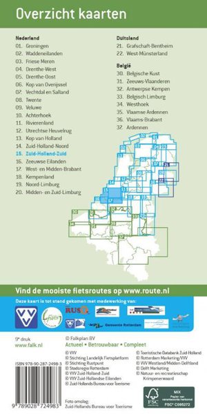 Falk VVV fietskaart 15 Zuid-Holland-Zuid
