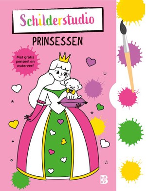 Kleurboek met verfpalet en penseel Prinsessen
