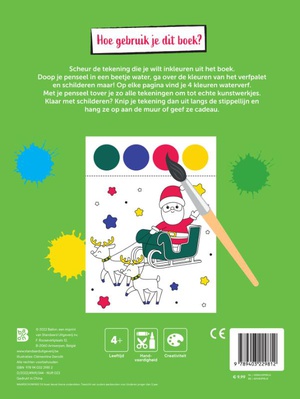 Kleurboek met verfpalet en penseel Kerstmis