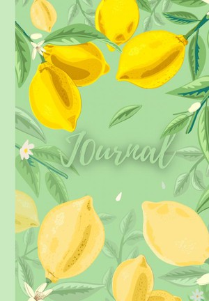Notebook | Journal with digitally handmade Illustrated Hardcover | Lemon