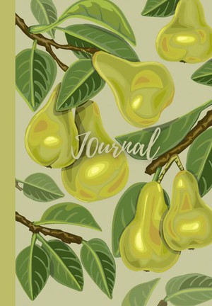 Notebook | Journal with digitally handmade Illustrated Hardcover | Pear