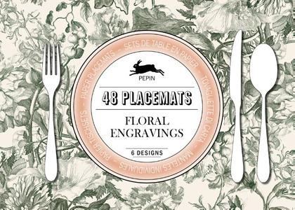 48 placemats floral engravings