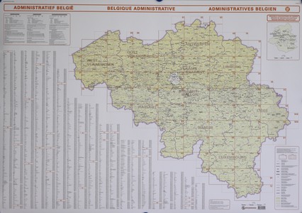 België administratief 10 provincies wandkaart