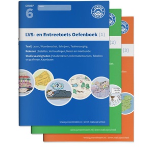 LVS- en entreetoets oefenboeken compleet Delen 1, 2 en 3 - Gemengde opgaven - Groep 6, opgaven voor rekenen, taal en studievaardigheden