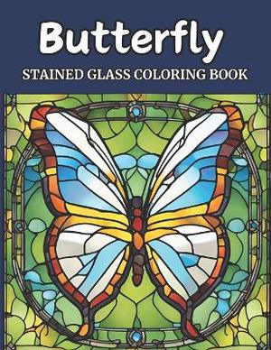 Stained Glass Butterfly Coloring Book for Adults